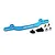 A blue anodized aluminium rear shock tower for an RC car by Yeah Racing, including mounting screws, nuts, and brass spacers.