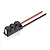 Hobbywing capacitor module with three black cylindrical capacitors and red and black wires on a white background.