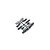 A black plastic parts tree containing various RC suspension components including rod ends and arm pieces on a white background.