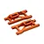 Two orange anodized aluminium front lower suspension arms for an RC car, shown from an elevated angle against a white background.