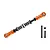 GPM Racing orange aluminium servo steering link with adjustable spring, including two screws and a nut, isolated on a white background.