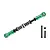 A green GPM Racing aluminium servo steering link with an adjustable spring, accompanied by two black screws and a locking nut on a white background.