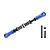 GPM Racing blue aluminium adjustable servo steering link with spring, including two black screws and a nut, isolated on a white background.