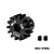 A black GPM Racing 14T 1Mod pinion gear made of 20Cr steel, shown with two grub screws on a white background.