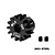 A black GPM Racing 15T 1Mod pinion gear made of 20Cr steel, shown with two grub screws on a white background.