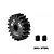 A black GPM Racing 19T 1Mod pinion gear made of 20Cr steel, shown with two grub screws against a white background.
