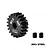 A black GPM Racing 20T 1Mod pinion gear made of 20Cr steel, shown with two grub screws against a white background.