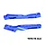 Two blue anodized aluminium RC chassis braces by GPM Racing, showing branding and 7075 material markings.