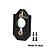 A black GPM Racing aluminium motor mount with brass inserts and four small black screws on a white background.