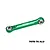 A green anodized aluminium steering link by GPM Racing, featuring silver metal ball joints at each end, set against a plain white background.