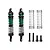 Two GPM Racing green and black aluminium RC shock absorbers with extra springs and mounting hardware on a white background.