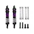 A set of two GPM Racing purple and black aluminium adjustable RC shock absorbers with extra springs and mounting screws on a white background.