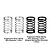 A set of four RC shock springs from GPM Racing, including two silver springs and two black springs, displayed against a white background.