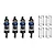 A set of four GPM Racing blue and black adjustable aluminium RC shocks with four additional silver coil springs on a white background.