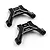 Two black anodized aluminium upper arm mounts for RC cars, featuring silver chamfered edges and the Yeah Racing logo.
