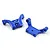 Two deep blue anodized aluminium upper arm mounts for RC cars by Yeah Racing, showing machined details and mounting holes.