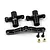A set of black anodized aluminium RC steering assembly components including two bell cranks, a steering rack, two screws, and two brass bushings.