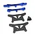 Yeah Racing blue aluminium and carbon fibre shock tower set for RC cars, including four metal screws.