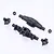 FMS front axle housing components including two main housing halves, two steering knuckles, and two small bushings on a white background.