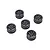 Five black Axial 0.7-inch Icon Nuevo RC rims arranged on a white background.