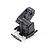 A black plastic RC transmission gearbox assembly and a separate small plastic driveshaft component on a white background.