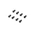 Eight small black metal Phillips head screws arranged in two rows on a white background.