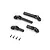 Four black plastic RC driveshaft components and four small black screws arranged on a white background.
