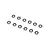 A set of twelve small metal ball bearings with black rubber seals arranged in two rows on a white background.
