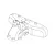 A black and white line drawing of an MJX RC rear upper gearbox cover spare part.