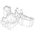 A black and white line drawing of an MJX RC rear lower bulkhead spare part.
