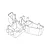 A black and white line drawing of an MJX RC front lower gear cover spare part.