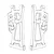 A black and white line drawing of two RC car rear lower suspension arms side-by-side.