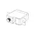 A black and white line drawing of a standard RC servo motor showing the output gear and mounting tabs.