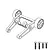 A black and white line drawing of an MJX RC wheelie bar assembly with two wheels and four mounting screws.