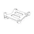 A black and white line drawing of a rectangular RC electronics mounting plate with four corner mounting points and two central cutouts.