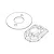 A technical line drawing showing a circular motor plate and a rectangular motor mount component for an RC vehicle.