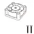 A line art illustration of a square RC cooling fan and two small mounting screws.