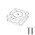 A black and white line drawing of an RC cooling fan and two mounting screws.