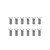 A set of twelve identical small metal countersunk screws arranged in two rows of six against a white background.
