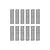 A top-down view of twelve identical metal grub screws arranged in two rows of six on a white background.