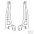 A line drawing of two RC car rear upper suspension arms and two small ball joints on a white background.