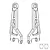 A technical line drawing showing two RC front upper suspension arms and two small cylindrical bushings on a white background.