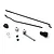 HSP throttle linkage set including metal rods, small plastic and metal components, a spring, and grub screws on a white background.