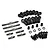 A set of Yeah Racing titanium turnbuckles, black plastic rod ends, ball studs, and washers arranged on a white background.
