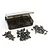 A Yeah Racing titanium screw set featuring a dark translucent plastic storage box and three piles of assorted metal hex screws.