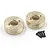 Two gold-coloured brass disc-shaped RC axle weights with drilled patterns and four small black mounting screws on a white background.