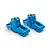Two blue anodized aluminium rear hubs for RC cars by Yeah Racing, shown from a high-angle perspective against a white background.