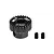 A black GPM Racing 28T 0.5 module pinion gear with two small grub screws on a white background.
