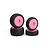 Four RC buggy wheels with black rubber treaded tyres and bright pink dish rims, arranged in two stacks on a white background.