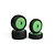 Four Maverick 1/24 scale RC buggy wheels with black rubber treaded tyres and bright green dish rims, arranged in two stacks on a white background.